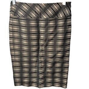J.Crew Womens Black Cream Geometric Career Wear to Work Pencil Skirt Size 2